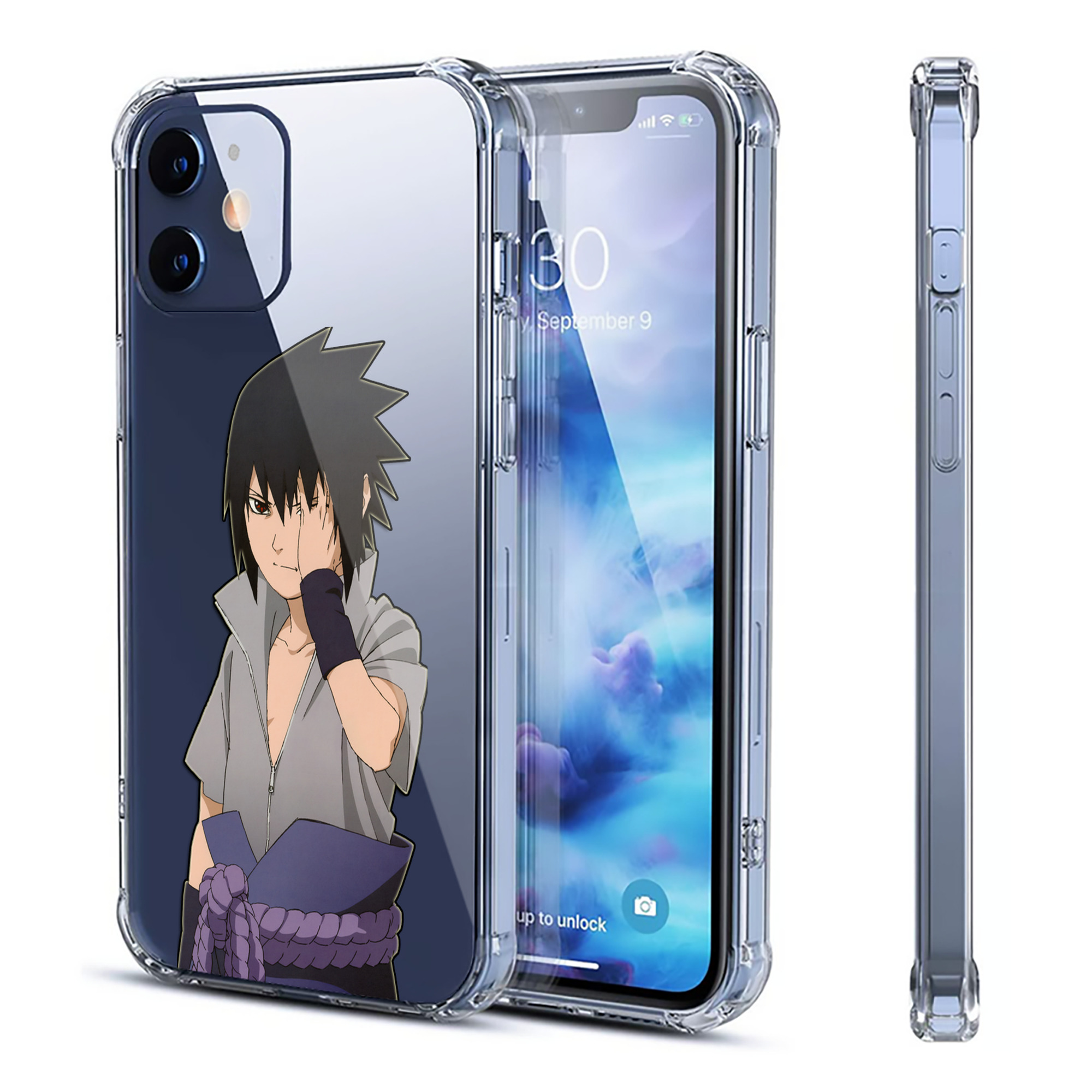 （画像用） NARUTO -ナルト- うちは サスケ Uchiha Sasuke 【iPhone 12シリーズ対応】透明スマホケース（クリアソフトケース）